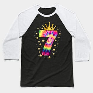 Colorful Tie Dye Number 7 Year Old Girls 7Th Birthday Baseball T-Shirt